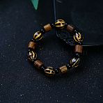 Watermelon Handmade Porcelain & Wood Beaded Stretch Bracelets for Men, Coconut Brown, Inner Diameter: 2-3/8 inch(6cm)(FS-WGC1798-09)