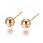 PVD Vacuum Plating 304 Stainless Steel Ball Stud Earrings, Long-Lasting Plated, Hypoallergenic Earrings, Golden, 17x6mm, Pin: 0.8mm(EJEW-I232-01D-G)