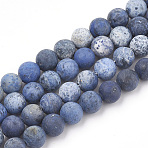 Natural Dumortierite Quartz Beads Strands, Frosted, Round, 8mm, Hole: 1mm, about 47pcs/strand, 15.5 inch(G-T106-060)