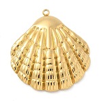 304 Stainless Steel Pendants, Golden, Shell Shape, 35x31x5mm, Hole: 1.8mm(X-STAS-I322-26G-01)