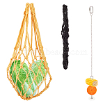 3 Sets 3 Style Pet Product Sets, with Stainless Steel Parrot Fruit Vegetable Stick Holder and Polyester Fabric Bag, Mixed Color, 1 set/style(AJEW-GA0002-98)
