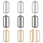 9Pcs 3 Colors Alloy Buckles for Swimwear, Rectangle, Mixed Color, 37.5x18.5x7.5mm, 3pcs/color(FIND-BC0014-48B)
