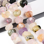 Natural Amethyst & Prehnite & Yellow Quartz & Lemon Quartz & Rose Quartz Beads Strands, Faceted Nuggets, 11~23x11~23x11~19mm, Hole: 0.8~1.2mm, about 26~28pcs/strand, 14.96~15.55 inch(38~39.5cm)(G-N347-18A-05)