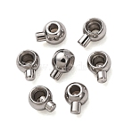 304 Stainless Steel Crimp Beads, Round, Stainless Steel Color, 4.5x2.5x3.5mm, Hole: 2mm(STAS-A151-05P)