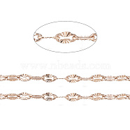 Ion Plating(IP) 304 Stainless Steel Textured Dapped Chains, Cable Chains, Soldered, with Spool, Flat Oval, Rose Gold, 4x2x0.5mm, about 32.8 Feet(10m)/roll(CHS-D004-02RG)