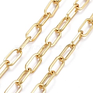 Brass Paperclip Chains, Drawn Elongated Cable Chains, with Spool, Long-Lasting Plated, Unwelded, Real 18K Gold Plated, 10x5x1mm(CHC-H102-19G)