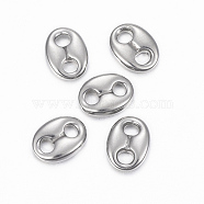 304 Stainless Steel Links connectors, Coffee Bean, Stainless Steel Color, 8.5x6.5x2mm, Hole: 2mm(STAS-H401-34P)