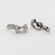Iron Bead Tips, Calotte Ends, Clamshell Knot Cover, Gunmetal Color, Size: about 9mm long, 3mm wide, 3mm inner diameter, hole: about 1.5mm(E038-B)
