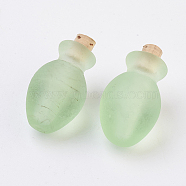 Handmade Lampwork Perfume Bottle Pendants, Essential Oil Bottle, Frosted, Light Green, 29~30mm, Hole: 5~5.5mm, Bottle Capacity: 0.5~1ml(0.017~0.03 fl. oz)(LAMP-P044-M07)