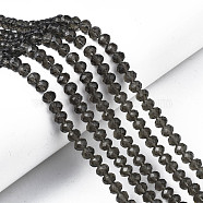Glass Beads Strands, Faceted, Rondelle, Gray, 4x3mm, Hole: 0.4mm, about 113~115pcs/strand, 41~42cm(EGLA-A034-T4mm-D30)