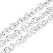 Aluminum Cable Chains, Textured, Unwelded, Flat Oval, Gainsboro, 9.8x8x1.6x1mm(X-CHA-S001-033)