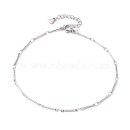 Brass Link Bar Chain Anklets for Women, Platinum, 9-1/2 inch(24cm)(AJEW-AN00625)