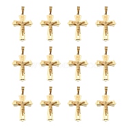 Golden 304 Stainless Steel Crucifix Cross Big Pendants for Easter, 49x33mm, Hole: 12mm(STAS-V0493-79B)