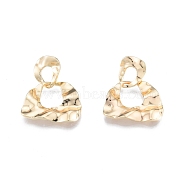 Brass Twist Half Round Dangle Stud Earrings for Women, Real 18K Gold Plated, 34x26mm, Pin: 0.7mm(EJEW-G309-02G)