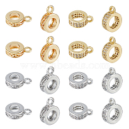 16Pcs 4 Style Brass Micro Pave Cubic Zirconia Tube Bails, Loop Bails, Platinum & Golden, 10~11x7.5x3mm, Hole: 1~1.5mm, Inner Diameter: 4~5mm, 4Pcs/style(KK-FH0007-20)