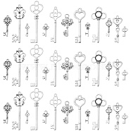 Tibetan Style Alloy Pendants, Cadmium Free & Lead Free, Key, Antique Silver, 15mm, 13pcs/set, 5set/box(PALLOY-CJ0001-106)