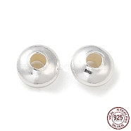 925 Sterling Silver Spacer Beads, Saucer Beads, Silver, 4.3x2mm, Hole: 1mm(STER-K021-03S-4mm)