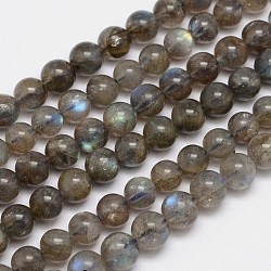 Natural Labradorite Round Bead Strands, Grade A, 6mm, Hole: 1mm, about 66pcs/strand, 15.5 inch(G-M262-6mm-09)