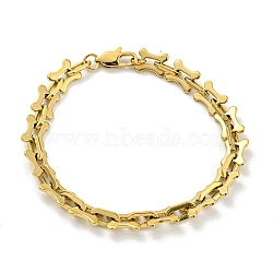 Ion Plating(IP) 304 Stainless Steel Bone Link Chain Bracelets, Golden, 8-5/8 inch(21.8cm)(BJEW-D030-13G)