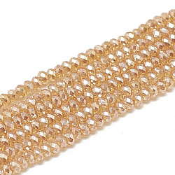Electroplate Glass Beads Strands, Faceted, Rondelle, PeachPuff, 2.5x1.5mm, Hole: 0.8mm, about 160~165pcs/strand, 13.78 inch~14.17 inch(35~36cm)(EGLA-Q112-D09)