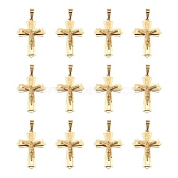 Golden 304 Stainless Steel Crucifix Cross Big Pendants for Easter, 49x33mm, Hole: 12mm(STAS-V0493-79B)