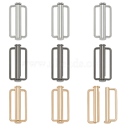 9Pcs 3 Colors Alloy Buckles for Swimwear, Rectangle, Mixed Color, 37.5x18.5x7.5mm, 3pcs/color(FIND-BC0014-48B)