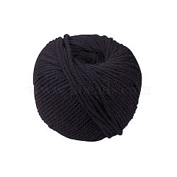 Macrame Cotton Cord, Twisted Cotton Rope, for Wall Hanging, Crafts, Gift Wrapping, Black, 4mm, about 120.30 Yards(110m)/Roll(OCOR-PH0003-32-4mm)