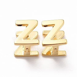 Initial Hoop Earrings for Women, Real 18K Gold Plated Letter Brass Earrings, Letter.Z, 12.5x10x10mm, Pin: 0.8mm(EJEW-P194-01G-Z)