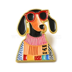 Enamel Pins, Golden Alloy Lapel Pin Backs for Backpack Clothes, Colorful, Dog, 32x23.5mm(JEWB-B040-01B)