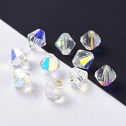 Imitation Austrian Crystal Beads, Grade AAA, K9 Glass, Faceted, Bicone, Clear AB, 5x5mm, Hole: 0.7~1.6mm(SWAR-F022-5x5mm-540)