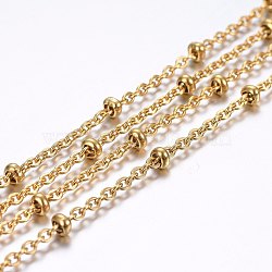 3.28 Feet 304 Stainless Steel Cable Chains, Satellite Chains, Decorative Chains, Rondelle Beads, Soldered, Golden, 2.5x2x0.5mm(X-CHS-H020-02G)
