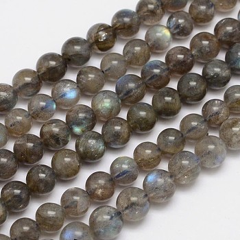 Natural Labradorite Round Bead Strands, Grade A, 6mm, Hole: 1mm, about 66pcs/strand, 15.5 inch