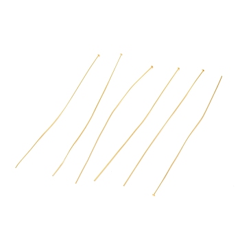 Brass Flat Head Pins, Long-Lasting Plated, Real 18K Gold Plated, 102x0.7mm, Head: 2mm
