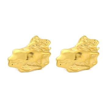 Ion Plating(IP) 304 Stainless Steel Texture Stud Earrings, Golden, 24x19mm
