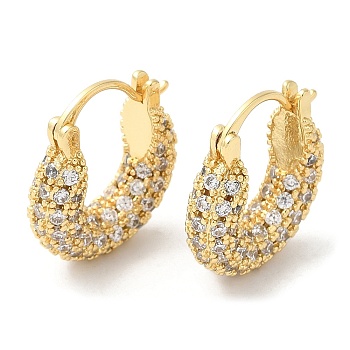 Clear Cubic Zirconia Teardrop Hoop Earrings, Brass Earrings for Women, Golden, 19.5x17x5mm