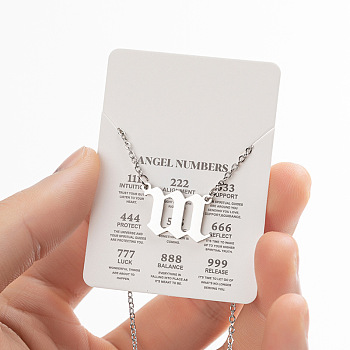 201 Stainless Steel Angel Number Pendant Necklaces for Women, Stainless Steel Color, Number 111, 17.72 inch(45cm)