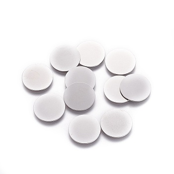 316 Surgical Stainless Steel Cabochons, Flat Round, Stainless Steel Color, 14x0.5mm