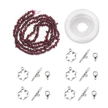 DIY Bracelets Necklaces Jewelry Sets, Natural Garnet Chips Beads Strands, Toggle Clasps, Lobster Claw Clasps and Elastic Wire, 12.6x10.6x2.1cm