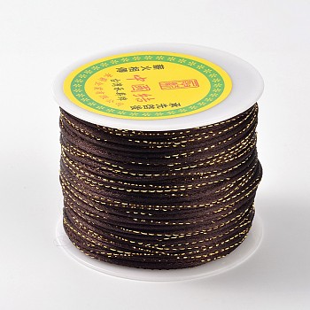 Gold Line Round String Polyester Cords, Coconut Brown, 2mm, about 109.36 yards(100m)/roll