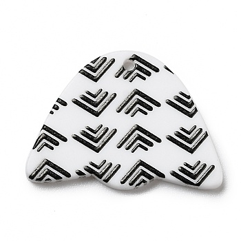 Arrow Pattern Opaque Acrylic Pendants, for DIY Earring Accessories, Arch, Black, 22.5x31x2mm, Hole: 1.8mm