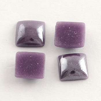Pearlized Plated Opaque Glass Cabochons, Square, Medium Purple, 6x6x3mm