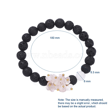 Natural Lava Rock Round Beads Stretch Bracelets(BJEW-JB05118)-6