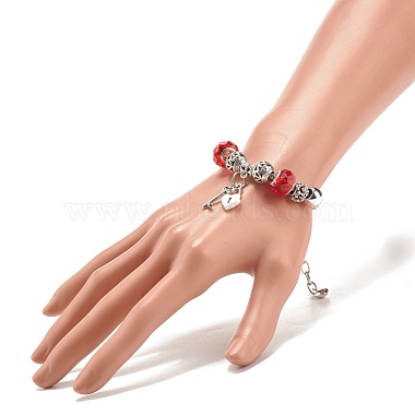 Alliage coeur cadenas et clé squelette bracelet européen avec chaînes de serpent(BJEW-JB08043)-4