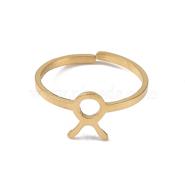 Bague réglable en acier inoxydable véritable 18k plaqué or 304(RJEW-L115-01G-05)-2