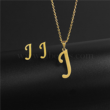 Letter J Stainless Steel Stud Earrings & Necklaces