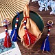 Crafans 4Pcs 2 Style Independence Day Theme Wooden Ring & Woolen Yarn Tassels Pendant Decorations(HJEW-CF0001-20)-7