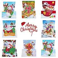 DIY Merry Christmas Rectangle Greeting Card Diamond Painting Kit, Including Resin Rhinestones Bag, Diamond Sticky Pen, Tray Plate and Glue Clay, Colorful, 150x300mm, 8Pcs/set(XMAS-PW0001-128A)