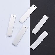 304 Stainless Steel Pendants, Manual Polishing, Blank Stamping Tags, Rectangle, Stainless Steel Color, 40x9x1.8mm, Hole: 2mm(STAS-I140-22C)