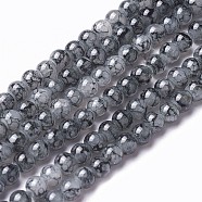 Spray Painted Glass Beads Strands, Round, Black, 4~4.5mm, Hole: 0.7mm, about 217pcs/strand, 31.4 inch(80cm)(X-GLAA-A038-A-63)