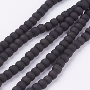 Painted Glass Round Bead Strands, Rubberized Style, Black, 4mm, Hole: 1.1~1.3mm, 31.4 inch(X-DGLA-S072-4mm-24)